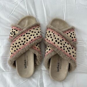 LAIDBACK LONDON Size 40 Cali Crochet Suede Wool Slip On FREE PEOPLE NEW W/O BOX